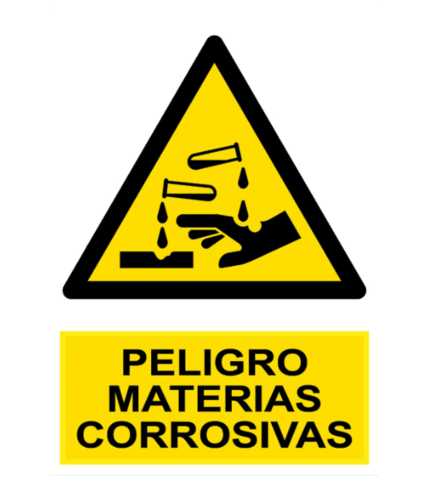 Señal / Cartel de Peligro. Materias corrosivas
