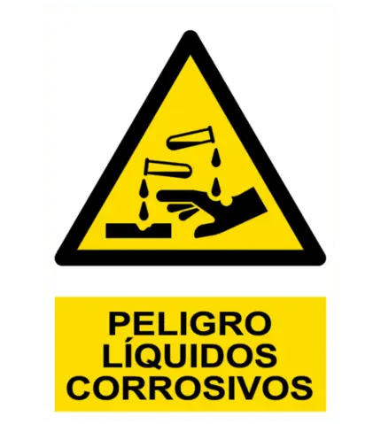 Signal / Danger Poster. Corrosive liquids
