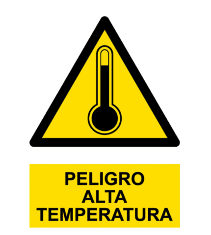 Señal / Cartel de Peligro. Alta temperatura