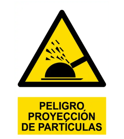 Señal / Cartel de Peligro. Proyección de partículas