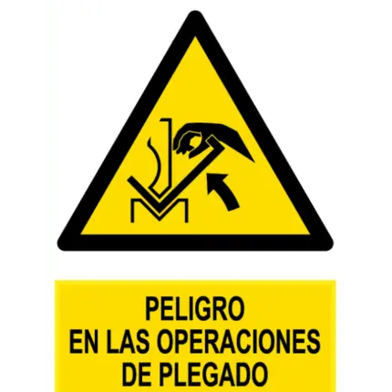 Danger Sign / Poster in the folding operations.