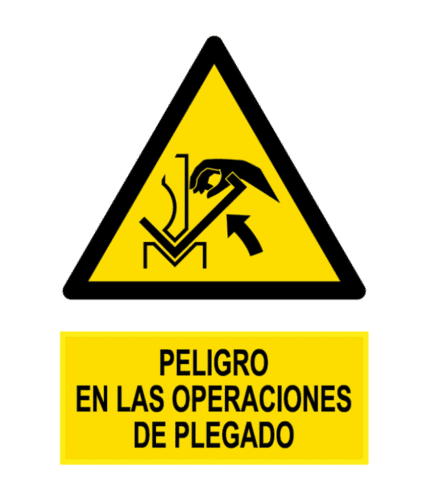 Señal / Cartel de Peligro en las operaciones de plegado