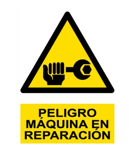 Signal / Danger Poster. Machine in repair