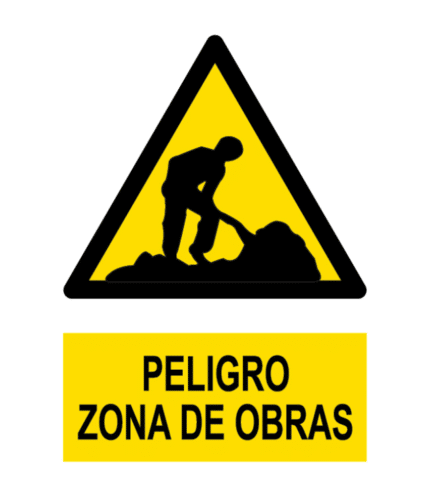 Señal / Cartel de Peligro. Zona de obras