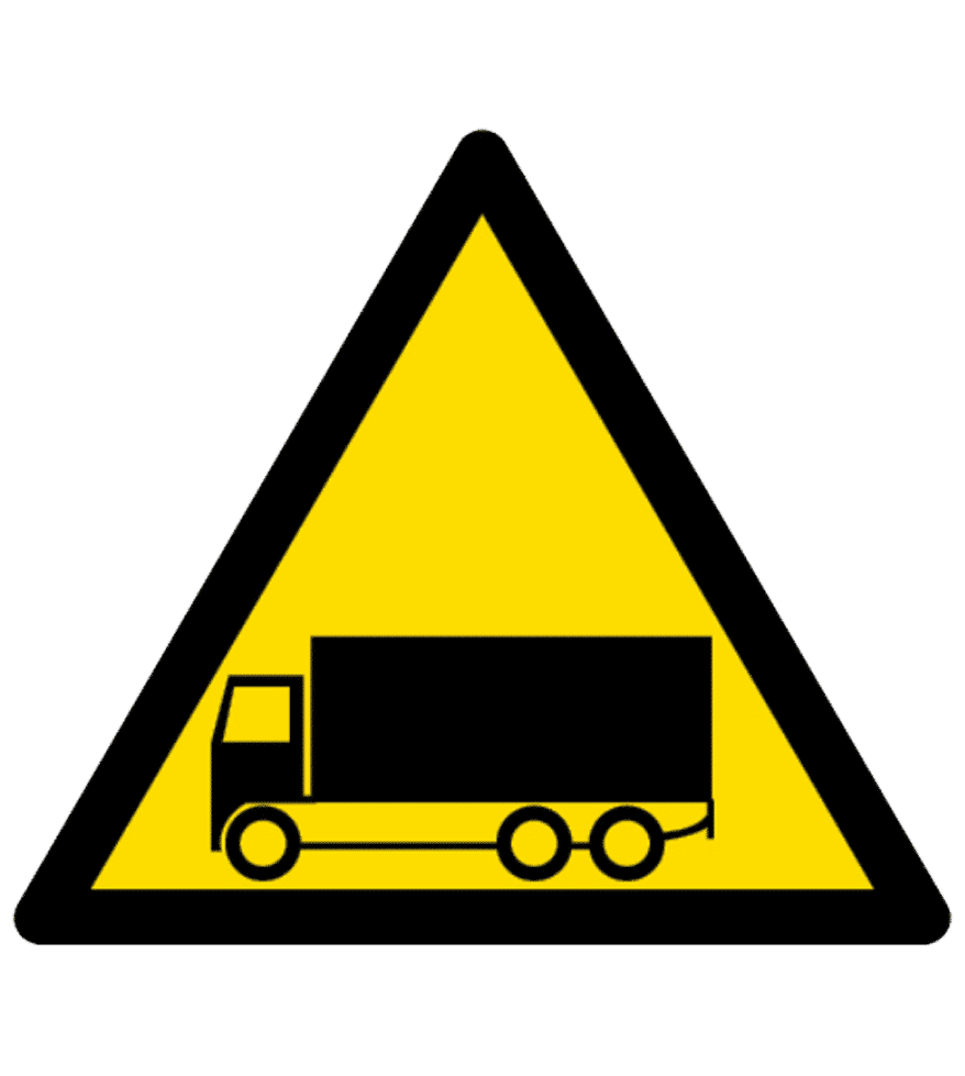 Cartel señal PVC 40 cm x 30 cm peligro salida de camiones 1 mm espesor 