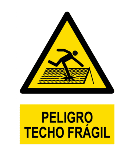 Signal / Danger Poster. Fragile roof