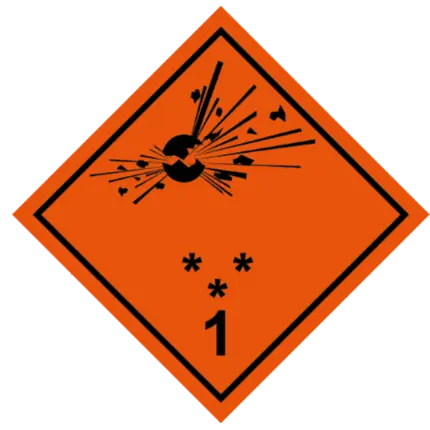 Explosion risk signal. Divisions 1.1 1.2 1.3