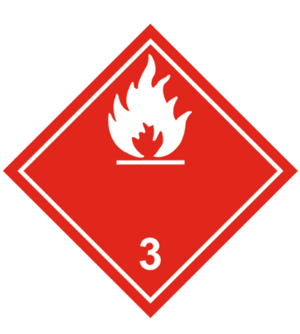 Sign of flammable liquids. White flame