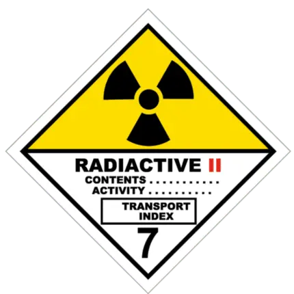 Señal de Materias radiactiva. Categoría II