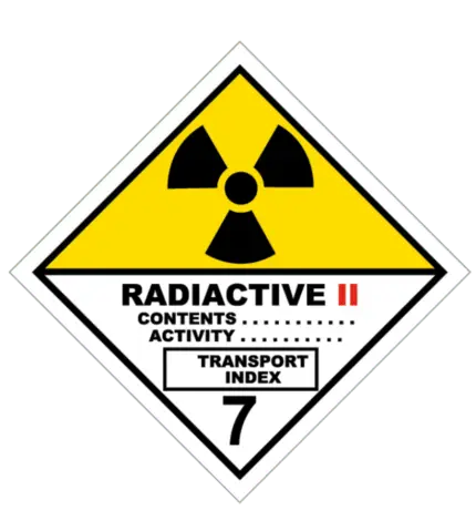 Señal de Materias radiactiva. Categoría II