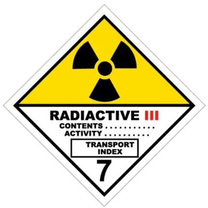Señal de Materias radiactivas. Categoría III