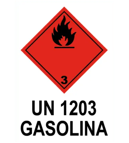 Señal / Cartel de UN 1203 Gasolina