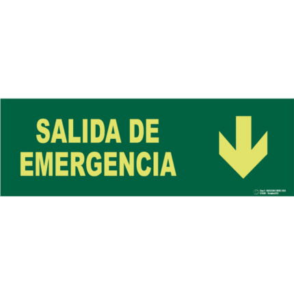 Señal / Cartel de Salida emergencia con flecha. Clase A