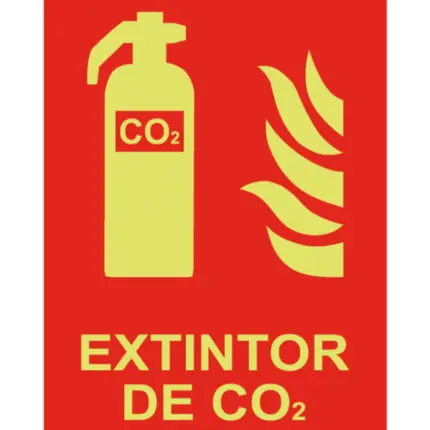 Señal / Cartel de Extintor CO2 luminiscente. Clase A