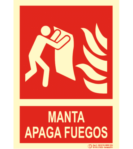Señal / Cartel de Manta ignífuga. Clase B