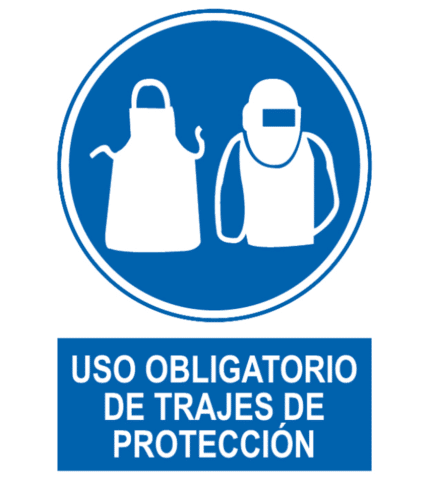 Señal / Cartel de Uso obligatorio de trajes protección