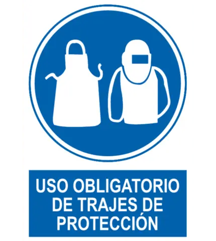 Señal / Cartel de Uso obligatorio de trajes protección