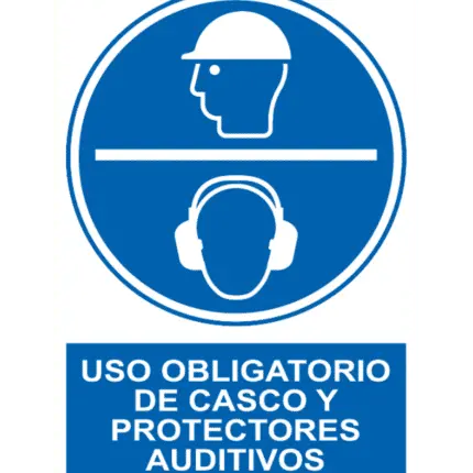 Sign / Poster mandatory helmet ear protectors