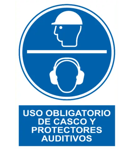Sign / Poster mandatory helmet ear protectors