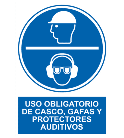 Sign / Poster of Mandatory Helmet Hearing Protective Glasses