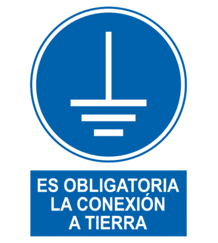 Señal / Cartel de Es obligatoria la conexión a tierra