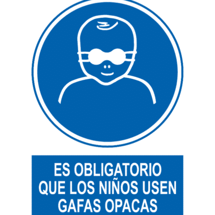 Señal / Cartel de Obligatorio niños gafas opacas
