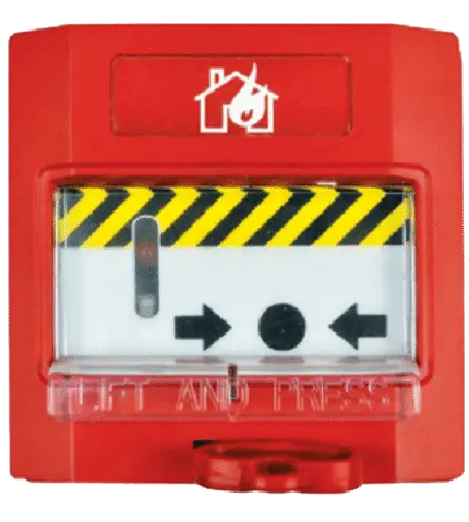 Rearmable alarm button with lid