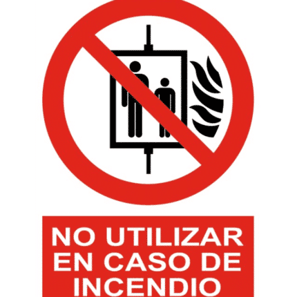 Señal / Cartel de No utilizar ascensor en caso incendio