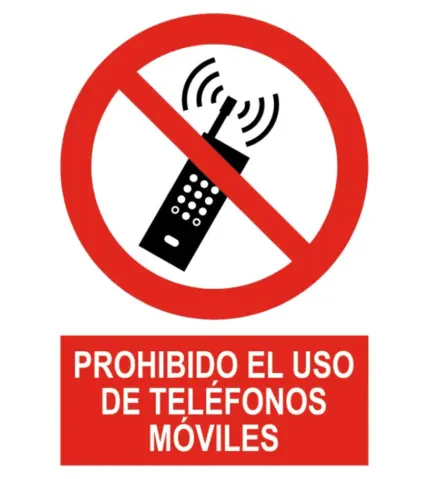 Señal / Cartel de Prohibido el uso de teléfonos móviles