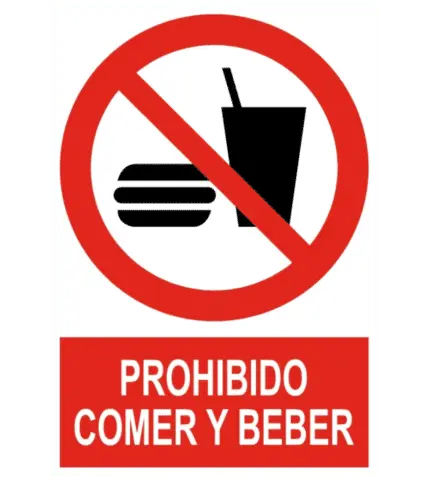 Sign / Poster forbidden to eat and drink
