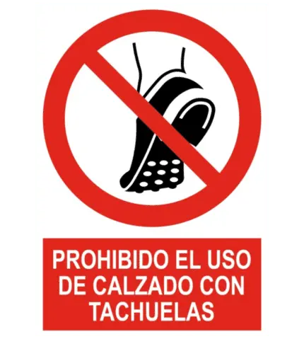 Señal / Cartel de Prohibido uso calzado con tachuelas