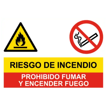 Fire hazard sign and no smoking and fire