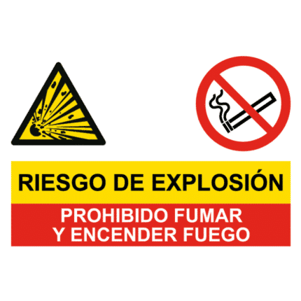 Señal de Riesgo de explosión y prohibido fumar y fuego