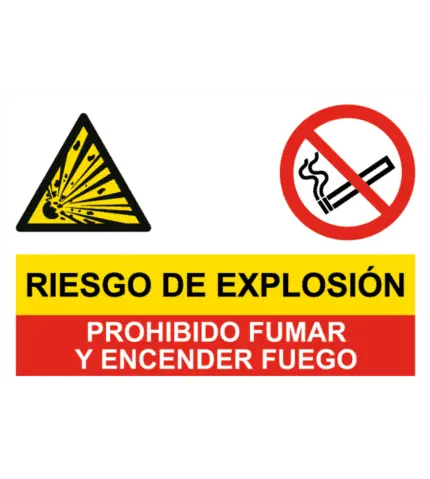 Risk sign of explosion and forbidden smoking and fire