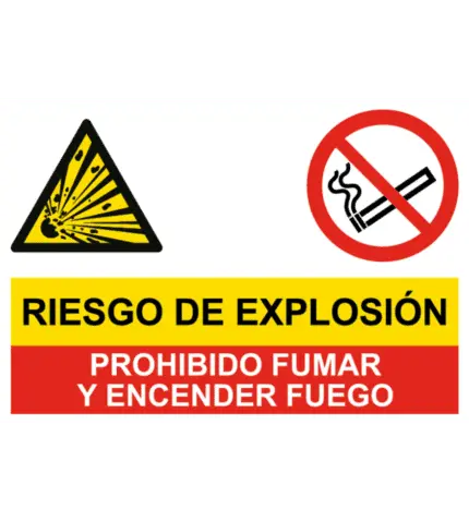 Explosive danger sign and no smoking and fire