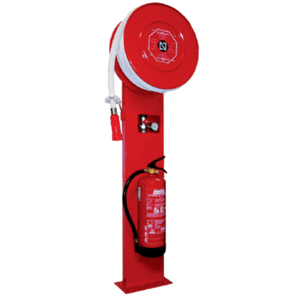 Fire hose cabinet on SPB25 floor support