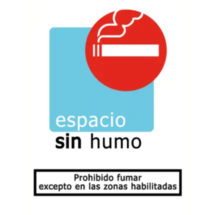 Señal de Prohibido fumar excepto zonas habilitadas