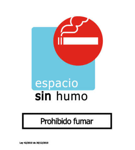 Señal de Espacio sin humo. Prohibido fumar