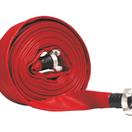 Section. Red layflat fire hose