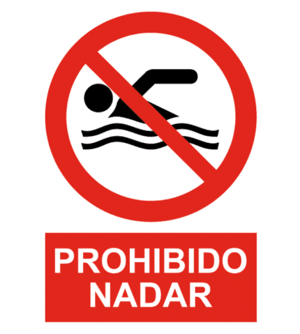 Señal / Cartel de Prohibido nadar