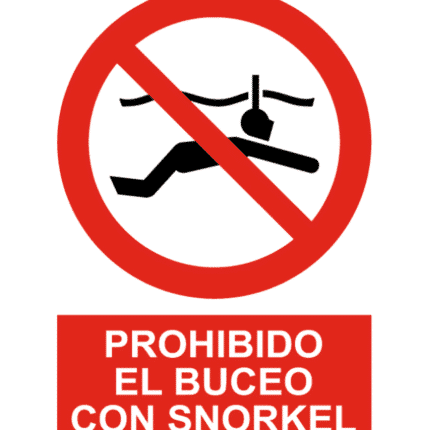 Señal / Cartel de Prohibido el buceo con snorkel