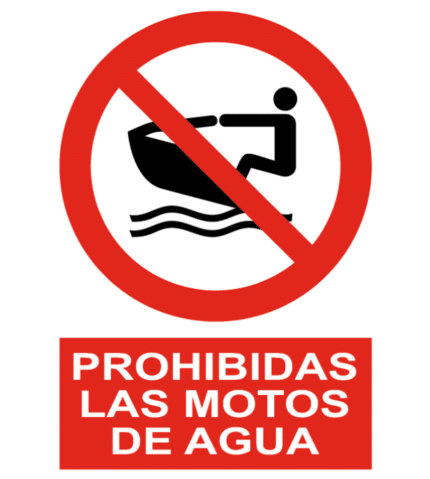 Señal / Cartel de Prohibidas las motos de agua