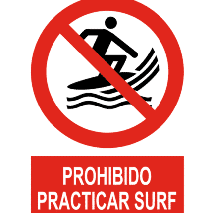 Señal / Cartel de Prohibido practicar surf