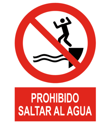 Señal / Cartel de Prohibido saltar al agua