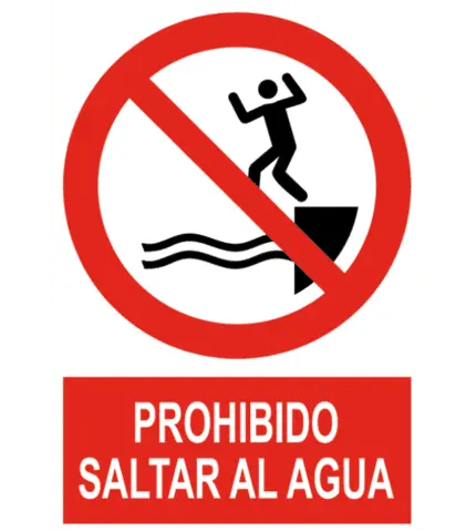 Signal / Poster forbidden to jump into the water