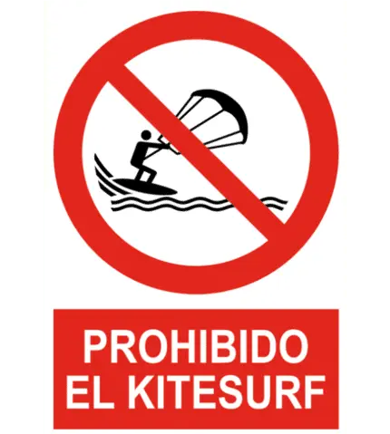 Señal / Cartel de Prohibido el kitesurf