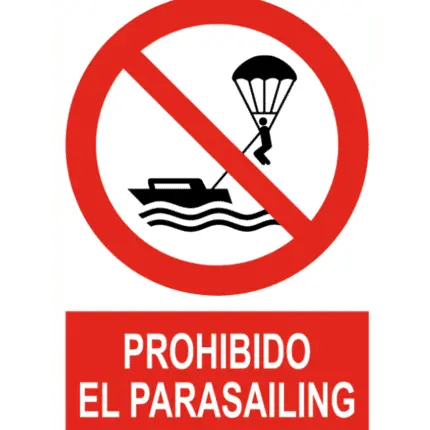 Señal / Cartel de Prohibido el parasailing