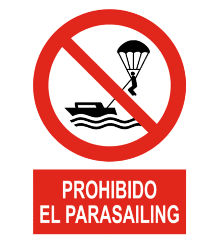 Señal / Cartel de Prohibido el parasailing