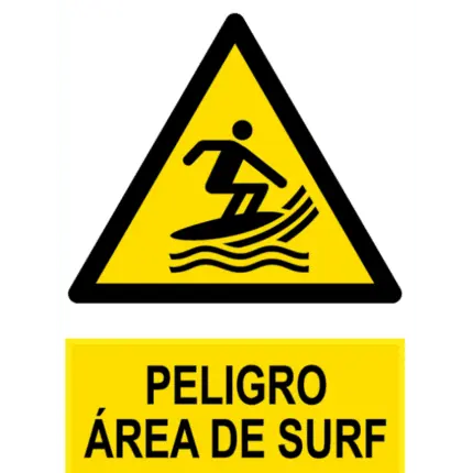 Señal / Cartel de Peligro área de surf