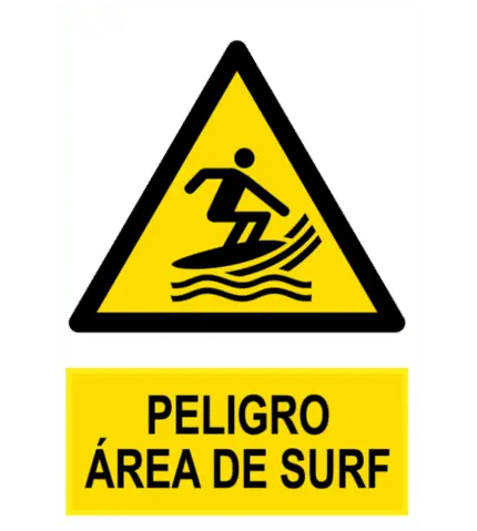 Señal / Cartel de Peligro área de surf